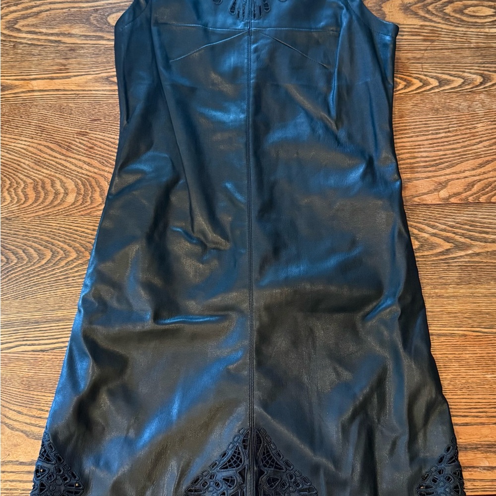 Tart Black Leather Dress with Cutout Design